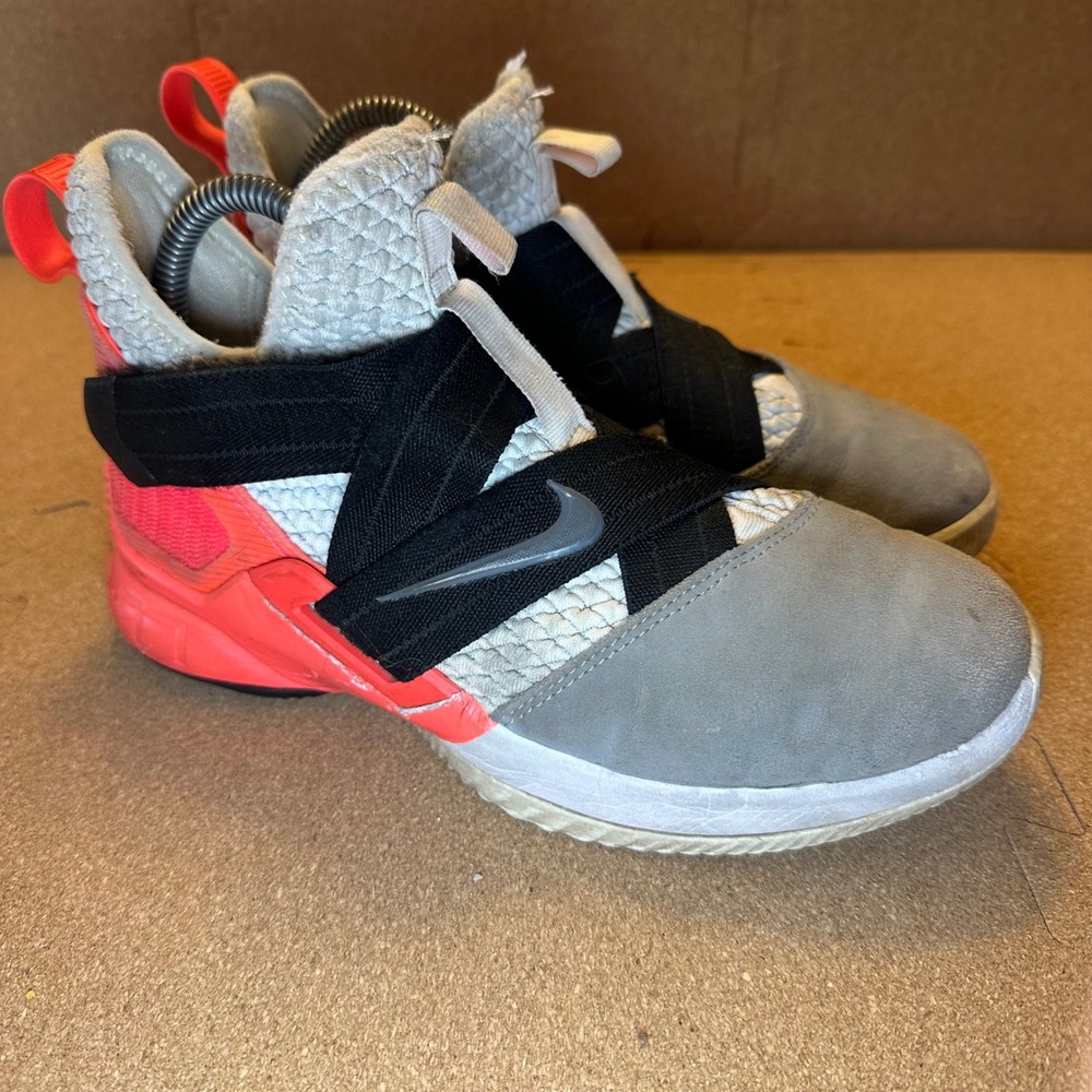 Nike LeBron Soldier 12 GS Grey Crimson Kids Basketball Shoes AQ2910-102 Size 5Y